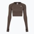 Горнище с дълъг ръкав за тренировка за жени Gymshark Vital Seamless Crop Top penny brown marl 5