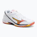 Обувки за бадминтон Mizuno Wave Claw 3 бели/цитрусови/калипсо коралови