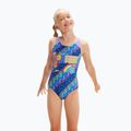 Speedo Digital Placement Splashback детски бански от една част синьо и лилаво 8-00262514737 5