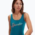 Speedo дамски бански костюм от една част Logo Deep U-Back peacock/pumpkin spice/marine blue 8