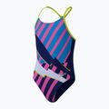 Speedo Placement Lane Line Back детски бански костюм от една част, цвят cerulean blue/flare pink/bitter lime/bolt 2