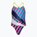 Speedo Placement Lane Line Back детски бански костюм от една част, цвят cerulean blue/flare pink/bitter lime/bolt