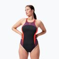 Бански костюм от една част Speedo High Neck Splice Cross Back black/plum dandy/siren red 5