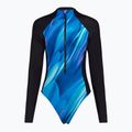 Speedo Printed LS Zip One Piece дамски бански костюм rapture glow/dark teal