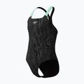 Детски цял бански костюм Speedo Allover Pwerbackback black/alfalfa green 3