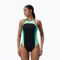 Дамски цял бански костюм Speedo High Neck Splice Cross Back turquoise gem