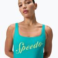 Дамски цял бански костюм Speedo Logo Square Back turquoise gem 5
