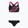 Детски бански костюм от две части Speedo Medley Logo Racerback 2pc anthracite/pink