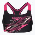 Детски бански костюм от две части Speedo Medley Logo Racerback 2pc anthracite/pink 3