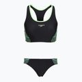 Дамски бански костюм от две части Speedo Placement Raceback 2pc anthracite/clover