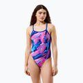 Дамски цял костюм за плуване Speedo FL Printed Turnback brushy glitch/hope