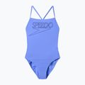 Дамски цял бански костюм Speedo Endurance+ с лого и тънки презрамки, цвят лунна лавандула