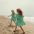 Детска рокля KID STORY Linen green grid 2