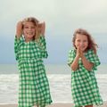 Детска рокля KID STORY Linen green grid 7