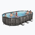 Сглобяем басейн Bestway Power Steel Oval Pool Set 610 x 366 cm кафяв 2
