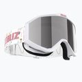 Детски скиорски очила Bliz Liner Jr white pink logo/pink&silver mirror