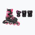 Детски ролери с протектори Rollerblade Microblade Combo Jr black/pink
