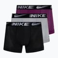 Nike Dri-Fit Essential Micro Trunk мъжки боксерки 3 чифта виолетово/вълче сиво/черно