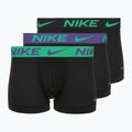 Мъжки боксерки Nike Dri-Fit Essential Micro Trunk 3 чифта black green shock/wild violet/black text wb