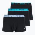 Мъжки боксерки Nike Everyday Cotton Stretch Trunk 3 чифта черно светло амирово синьо/прашен кактус/черен колан