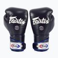 Fairtex Стилни ъглови боксови ръкавици за спаринг - заключен палец, сини