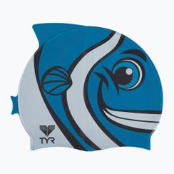Детска шапка за плуване TYR Charactyr Happy Fish, синя LCSHFISH