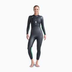 Дамски неопренов костюм за триатлон 2XU Propel Openwater black/bright green