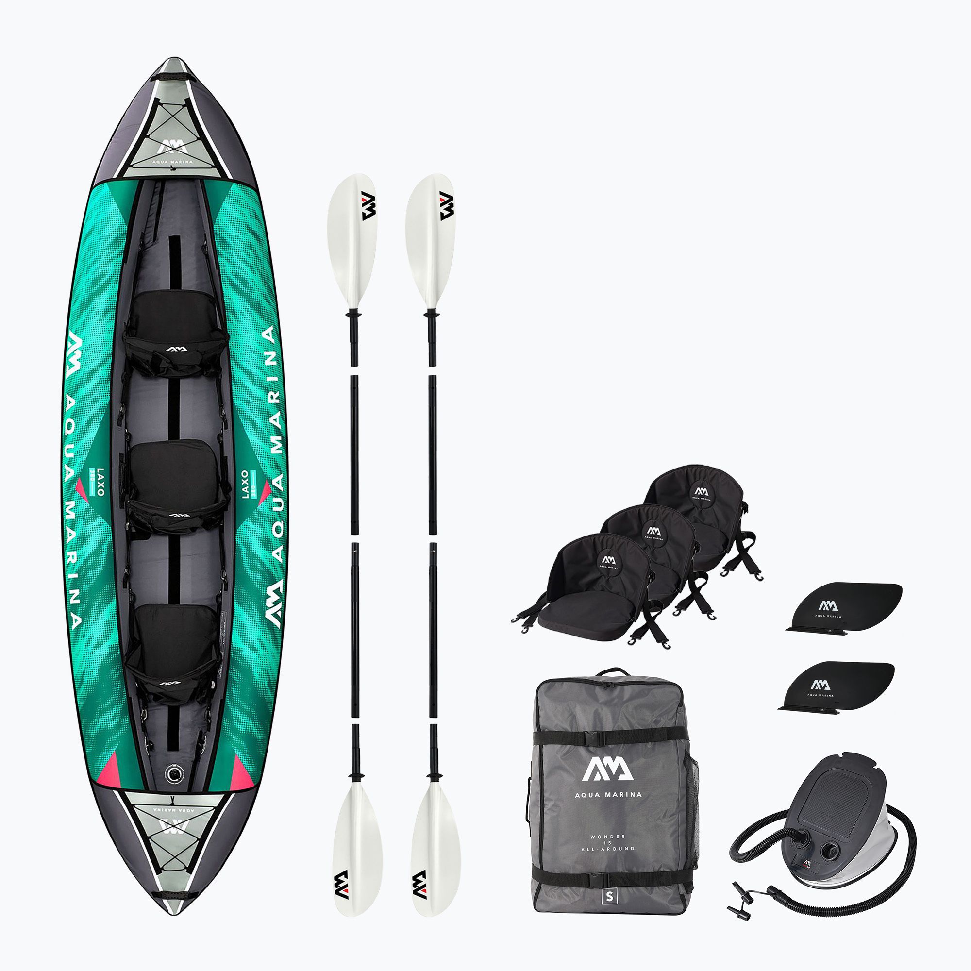 Kayak Gonflable Aqua Marina Laxo 380cm - 3 Places - Set Complet Pour Tours
