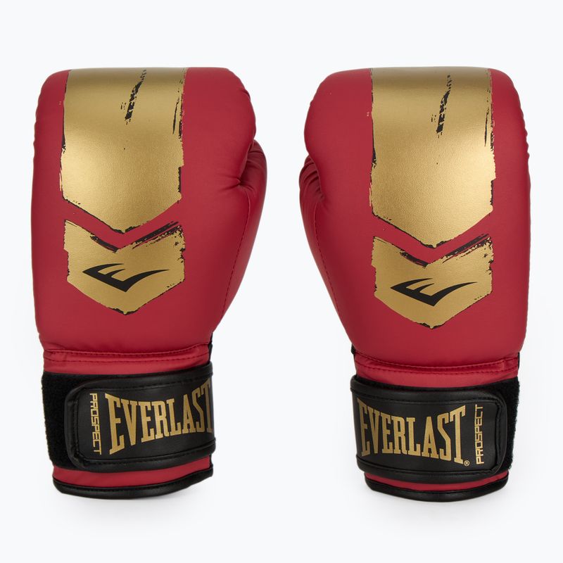 Everlast Prospect 2 боксов комплект каска + щитове + ръкавици червено/златно 2