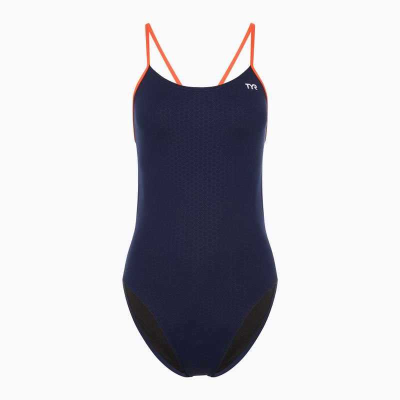 Дамски бански костюм от една част TYR Hexa Cutoutfit navy/orange