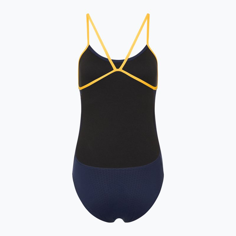 Дамски бански от една част TYR Hexa Cutoutfit navy/gold 2