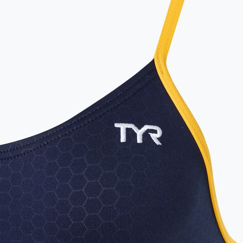 Дамски бански от една част TYR Hexa Cutoutfit navy/gold 3