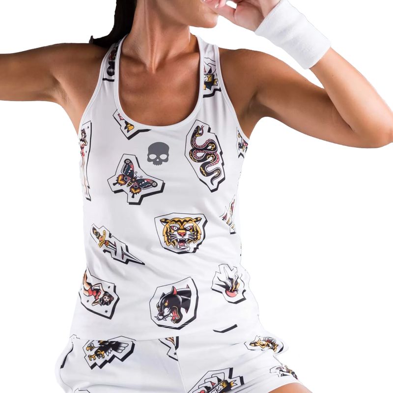 Дамска тениска HYDROGEN Tattoo Tech Tennis Shirt white T01525001 3