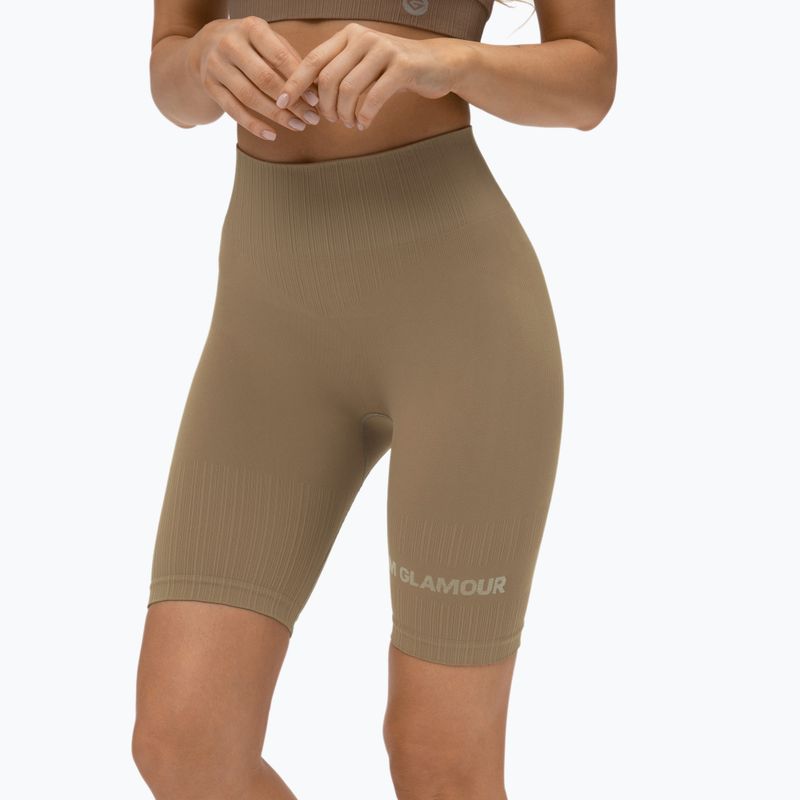 Дамски шорти за тренировка Gym Glamour Bikers push up beige 316