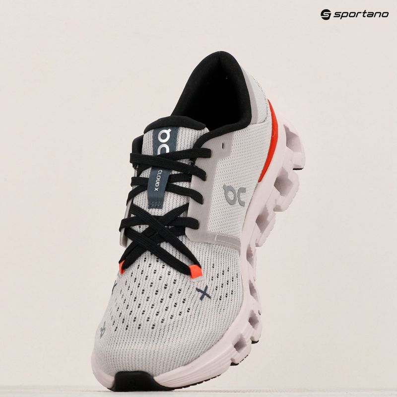 Дамски обувки за бягане On Cloud X 4 silver/flame 16