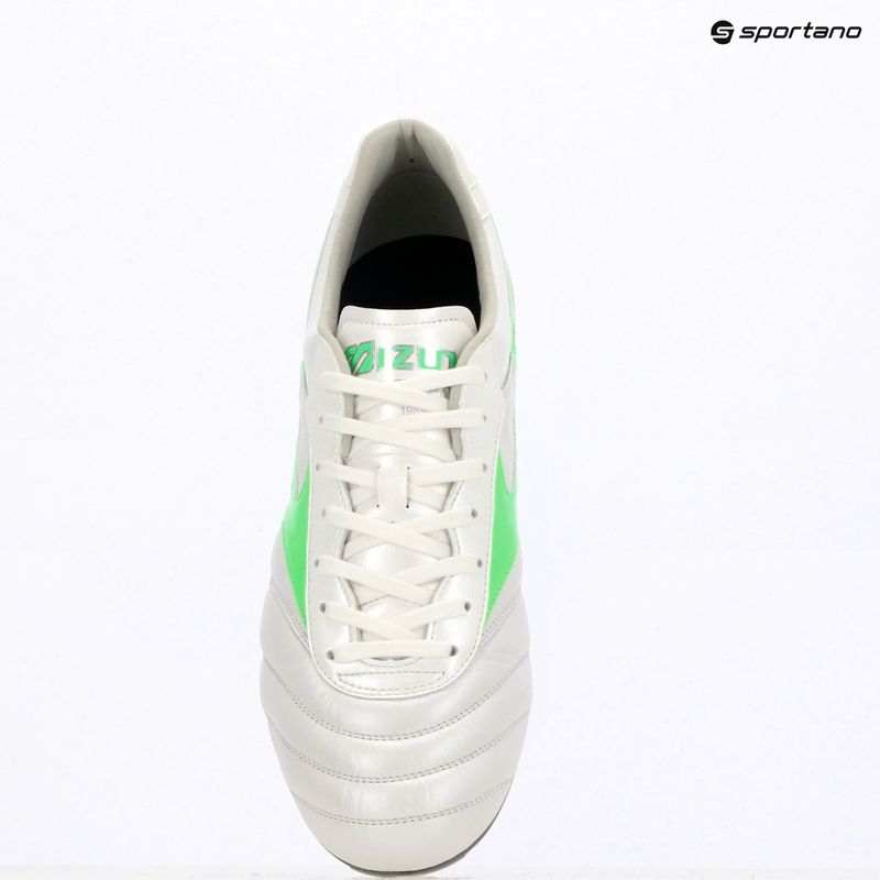 Мъжки футболни обувки Mizuno Morelia II Elite Md white/neon green/galaxy silver 9