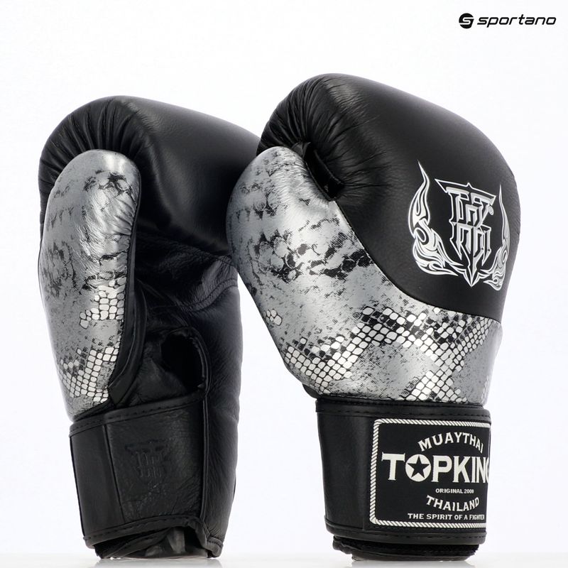 Боксови ръкавици Top King Muay Thai Power Snake black/silver 7