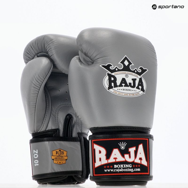RAJA BOXING Единична стандартна естествена кожа сиви боксови ръкавици 8