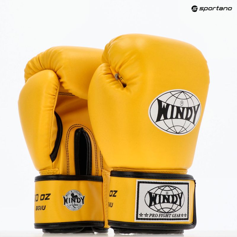WINDY Classic Синтетична кожа жълти боксови ръкавици 8