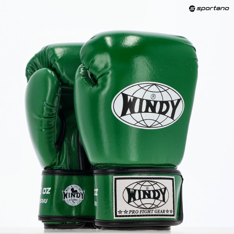 WINDY Classic Синтетична кожа зелени боксови ръкавици 8