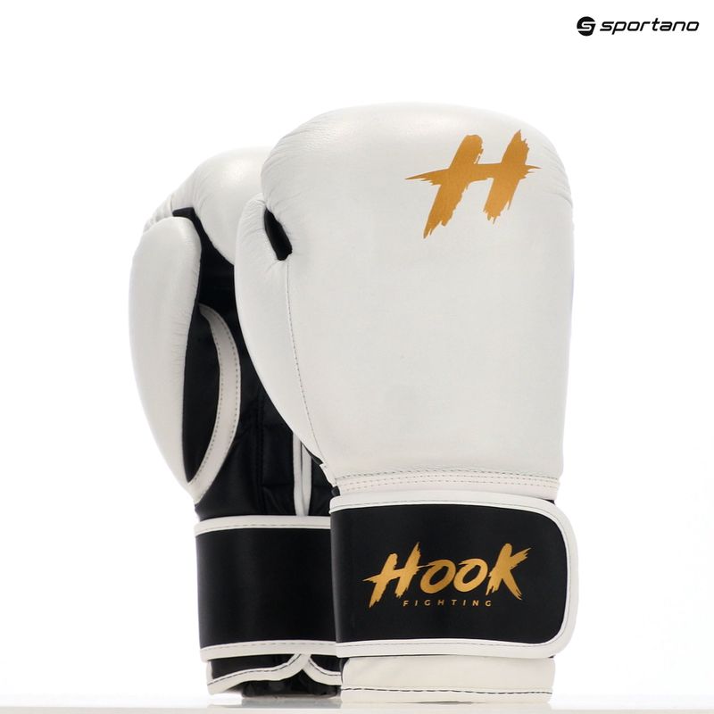 HOOK FIGHTING Готови за бой кожени боксови ръкавици бели 8