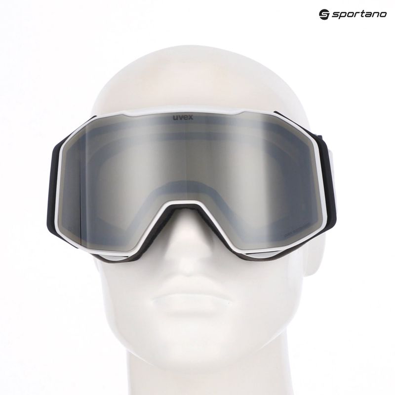 Скиорски очила UVEX Gravity FM white matt/mirror silver/green/clear 10