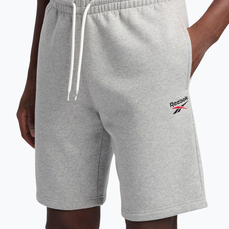 Мъжки шорти Reebok Identity Small Logo Fleece за тренировка, средни, сиви, векторно червени 4