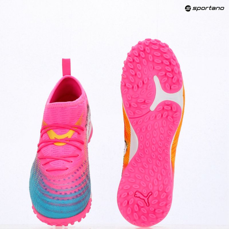Детски футболни обувки PUMA Future 9 Match TT + Mid Jr poison pink/puma wht/sun stream/bright aqua/puma blk 14