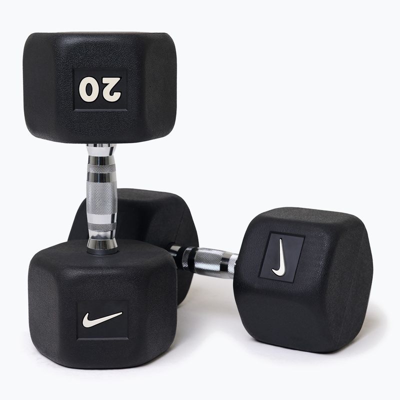 Гумиран дъмбел Nike Strength Hex 20 kg black/white