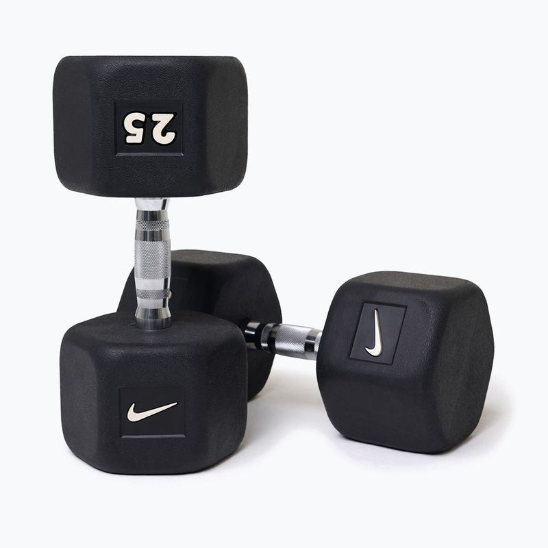 Гумиран дъмбел Nike Strength Hex 25 kg black/white