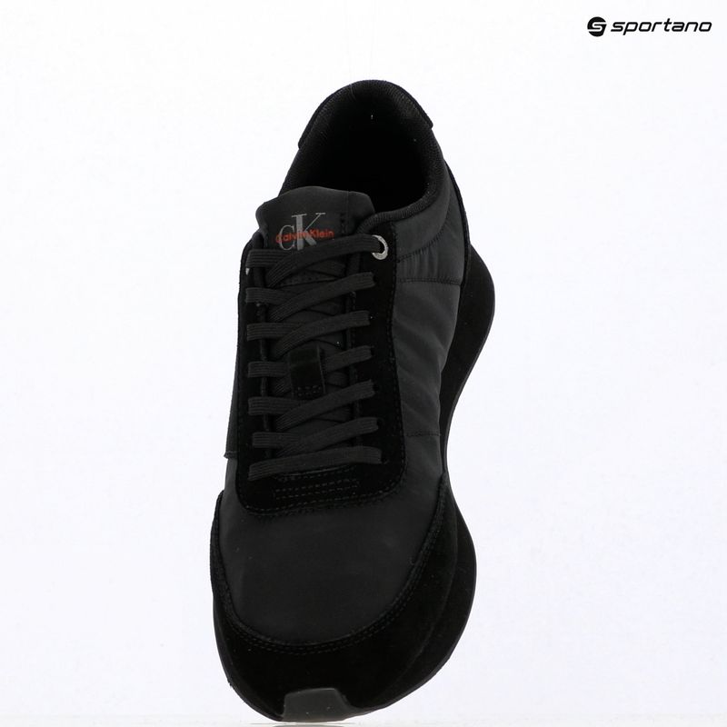 Мъжки обувки Calvin Klein HM0HM02212 Retro Runner Bans Leather Suede triple black/adrenaline rush 9