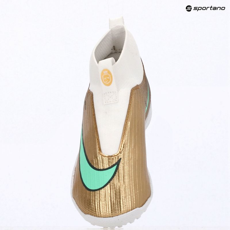 Детски футболни обувки Nike Jr. Mercurial Superfly 11 Academy "Kylian Mbappé" metallic gold/green glow 15