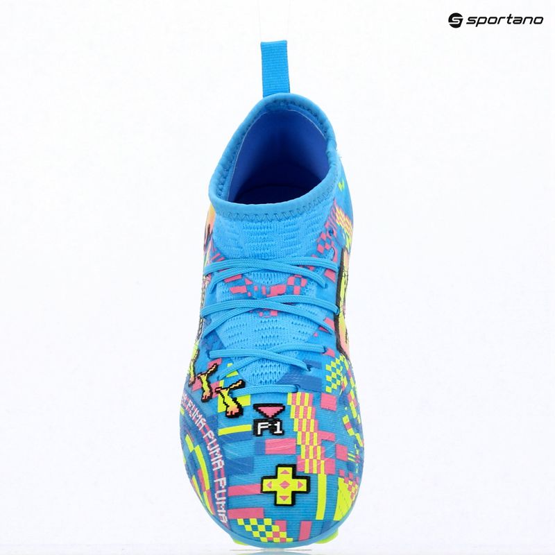 Детски футболни обувки PUMA Future 9 Match Advanced Level FG/AG Jr puma white/blue glimmer/pink glimmer/yellow alert 16