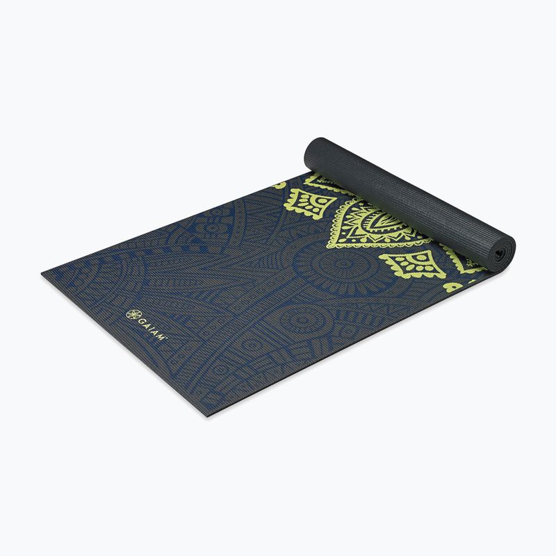 Постелка за йога Gaiam Premium Sundial Layers 6 mm black/navy/yellow 3